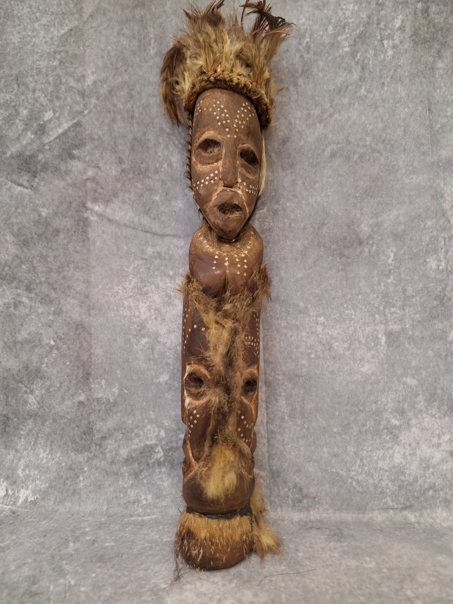 Set van 2 handgesneden Afrikaanse sculpturen - ritueel vat en krachtbeeld in tribale stijl - foto 12