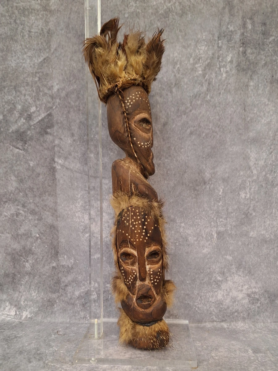 Set van 2 handgesneden Afrikaanse sculpturen - ritueel vat en krachtbeeld in tribale stijl - foto 13
