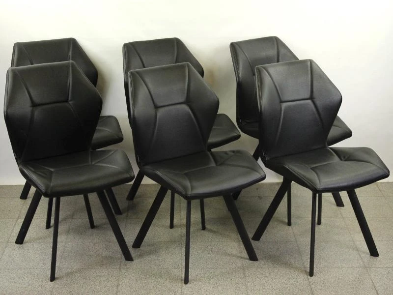 Set van 6 zwarte MXsofa design eetkamerstoelen - foto 2