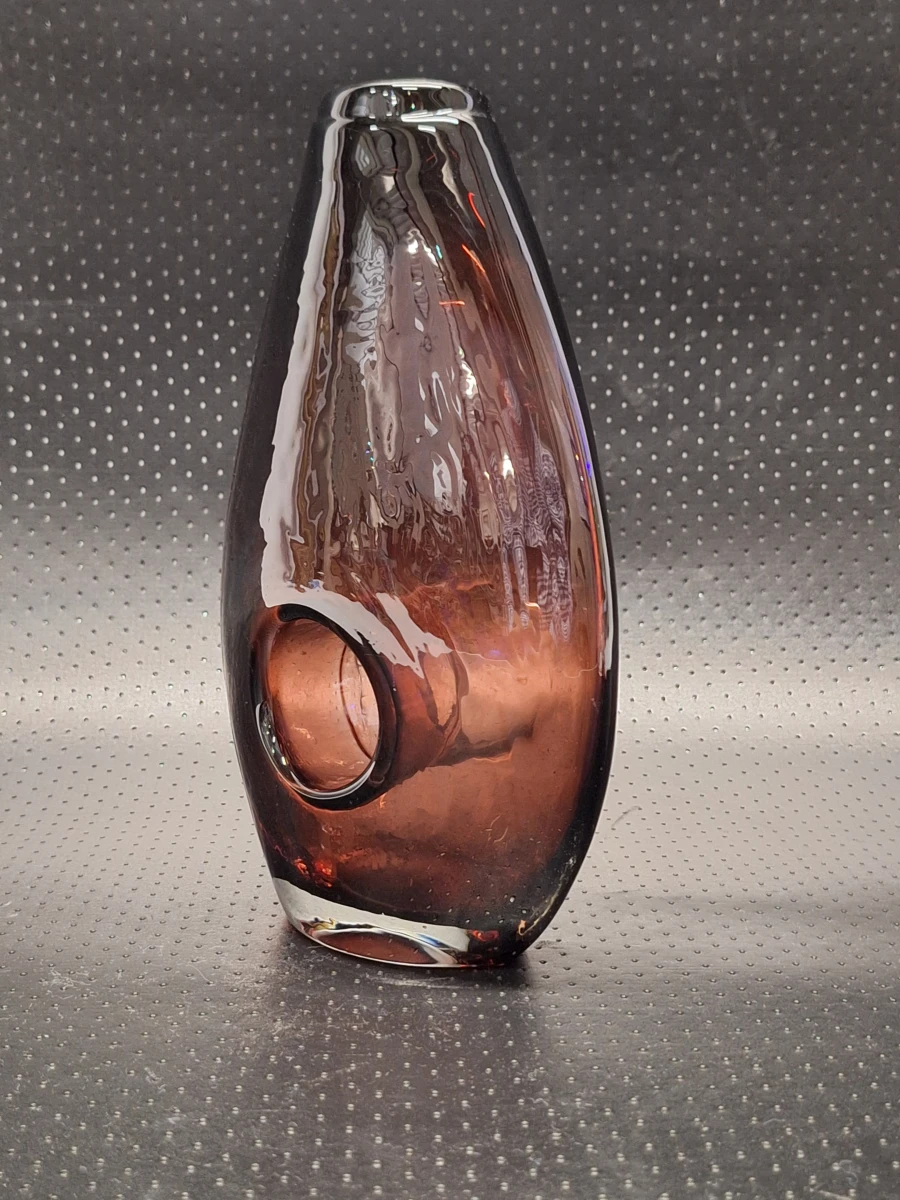 Sculpturale vintage Forato kunstglazen vaas in amethistpaars - foto 6