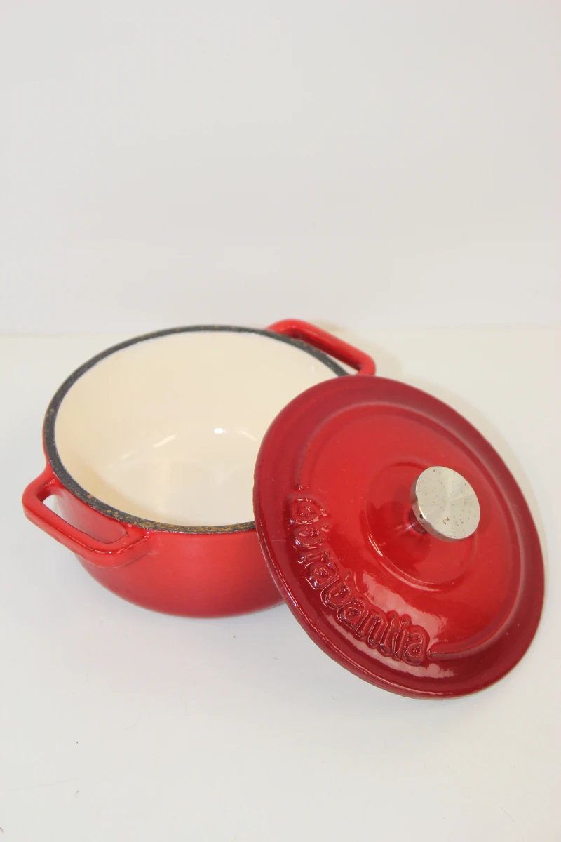 Brabantia set van 2 rode gietijzeren braadpannen met deksels - foto 3