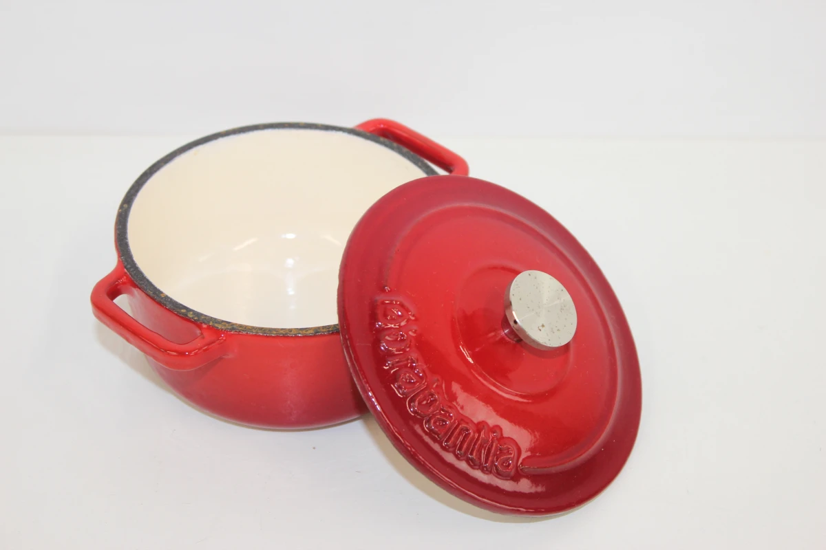 Brabantia set van 2 rode gietijzeren braadpannen met deksels - foto 4