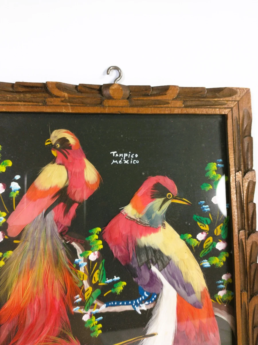 Mexicaans verenkunst schilderij met vogels – Tampico, Mexico - foto 2