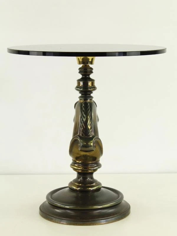 Hollywood Regency Bijzettafel met Paardenhoofd – Messing & Rookglas – Jaren '70 - foto 4