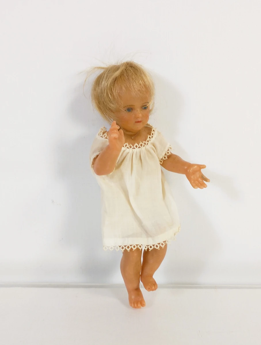 Vintage waspop kindje Jezus met blond haar in originele doos - foto 4