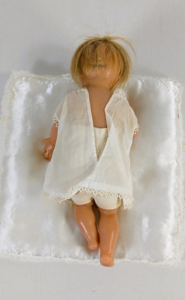 Vintage waspop kindje Jezus met blond haar in originele doos - foto 5