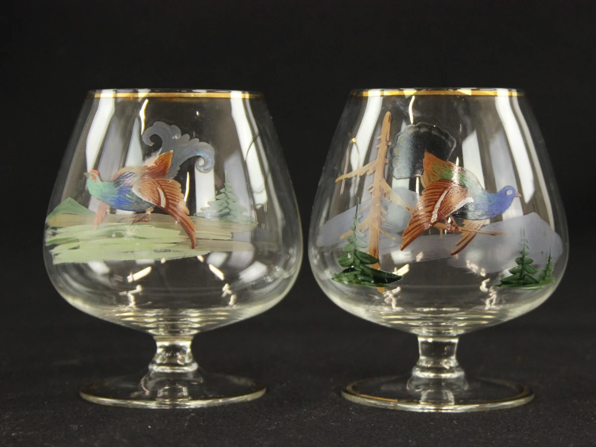 Set van 5 vintage cognacglazen met eendenmotief - foto 4