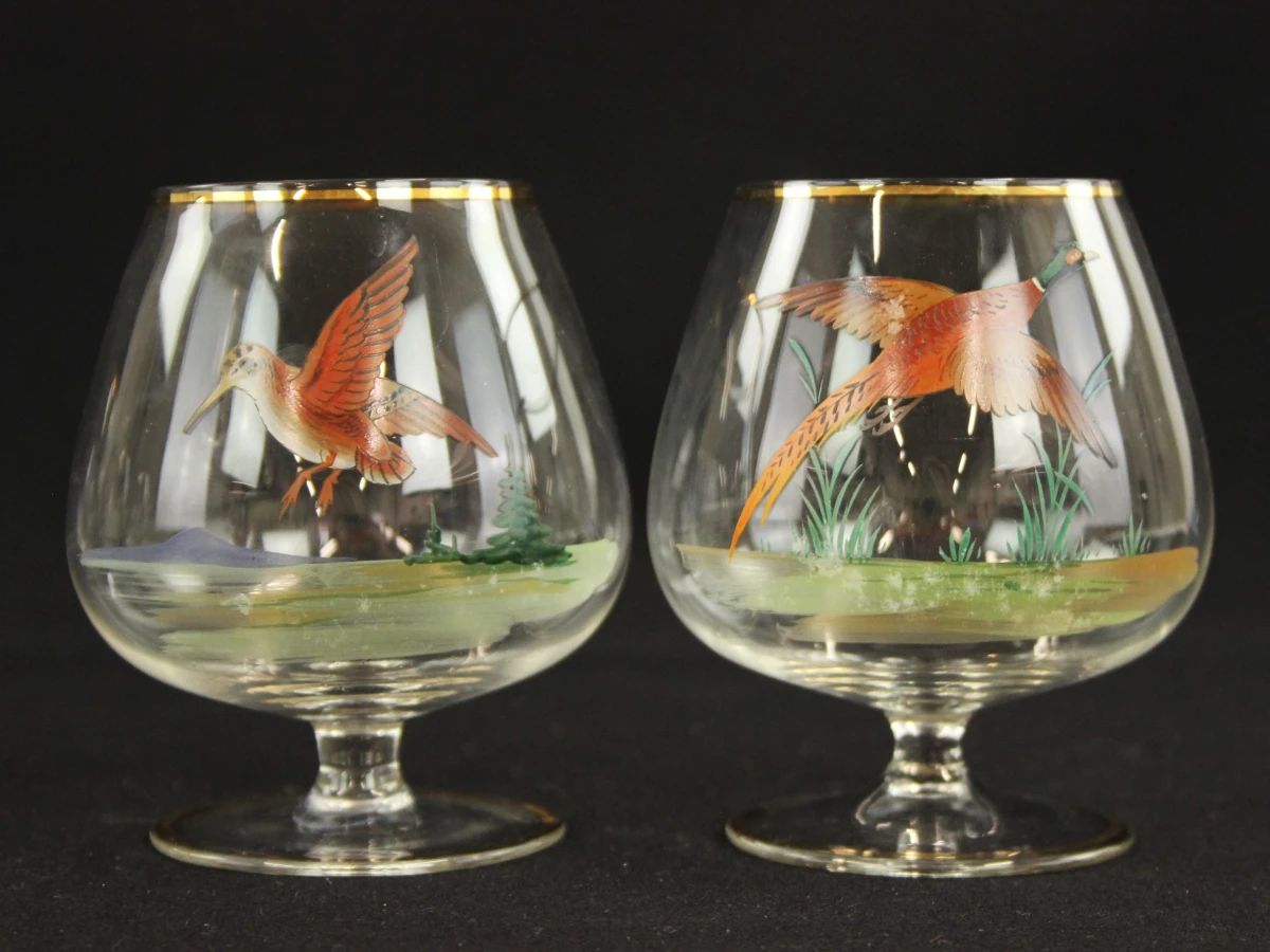 Set van 5 vintage cognacglazen met eendenmotief - foto 5