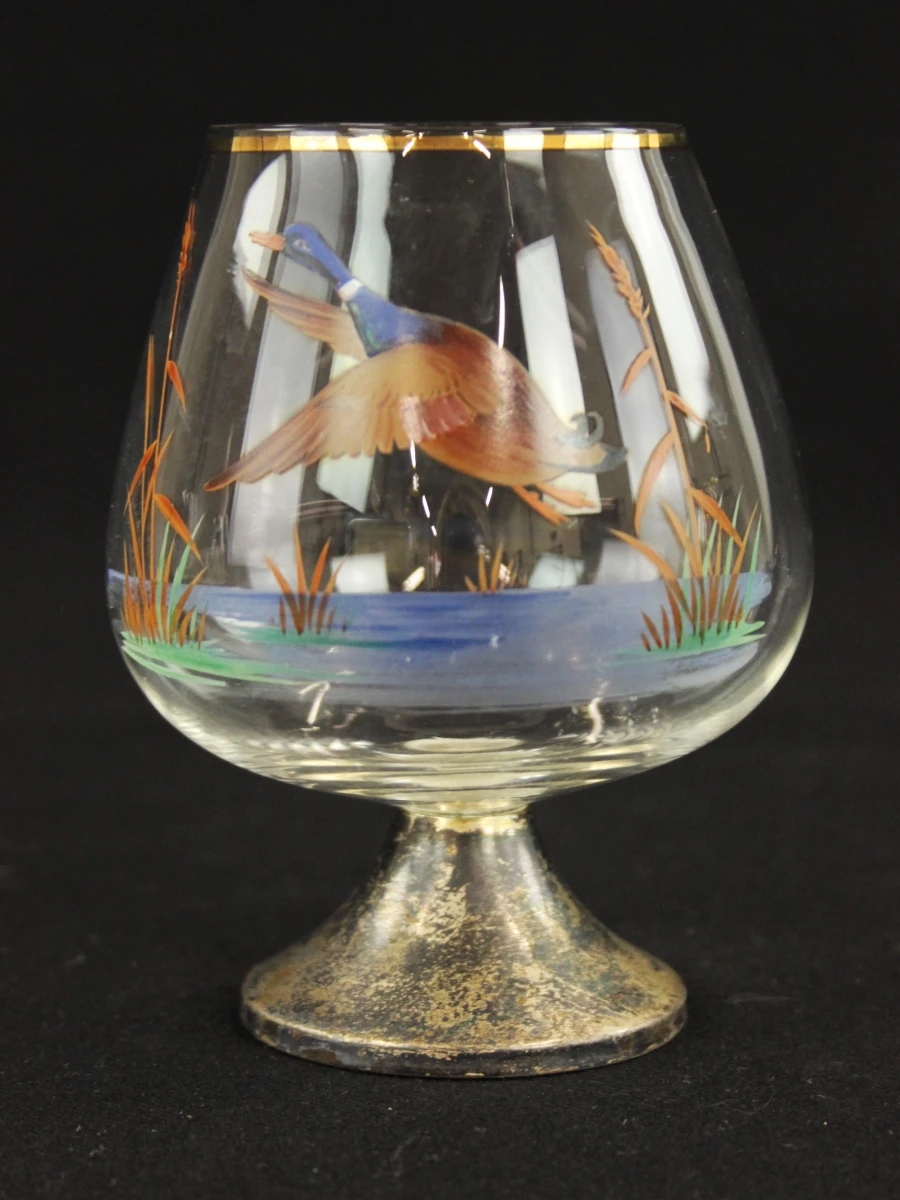 Set van 5 vintage cognacglazen met eendenmotief - foto 6