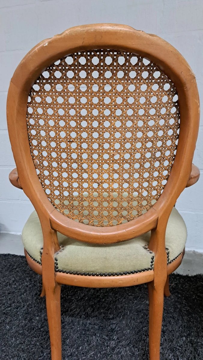 Set van 2 vintage rotan stoelen met armleuning - foto 5