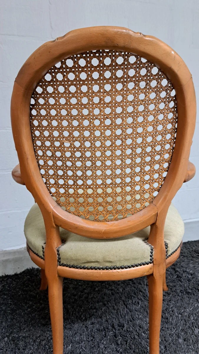 Set van 2 vintage rotan stoelen met armleuning - foto 6