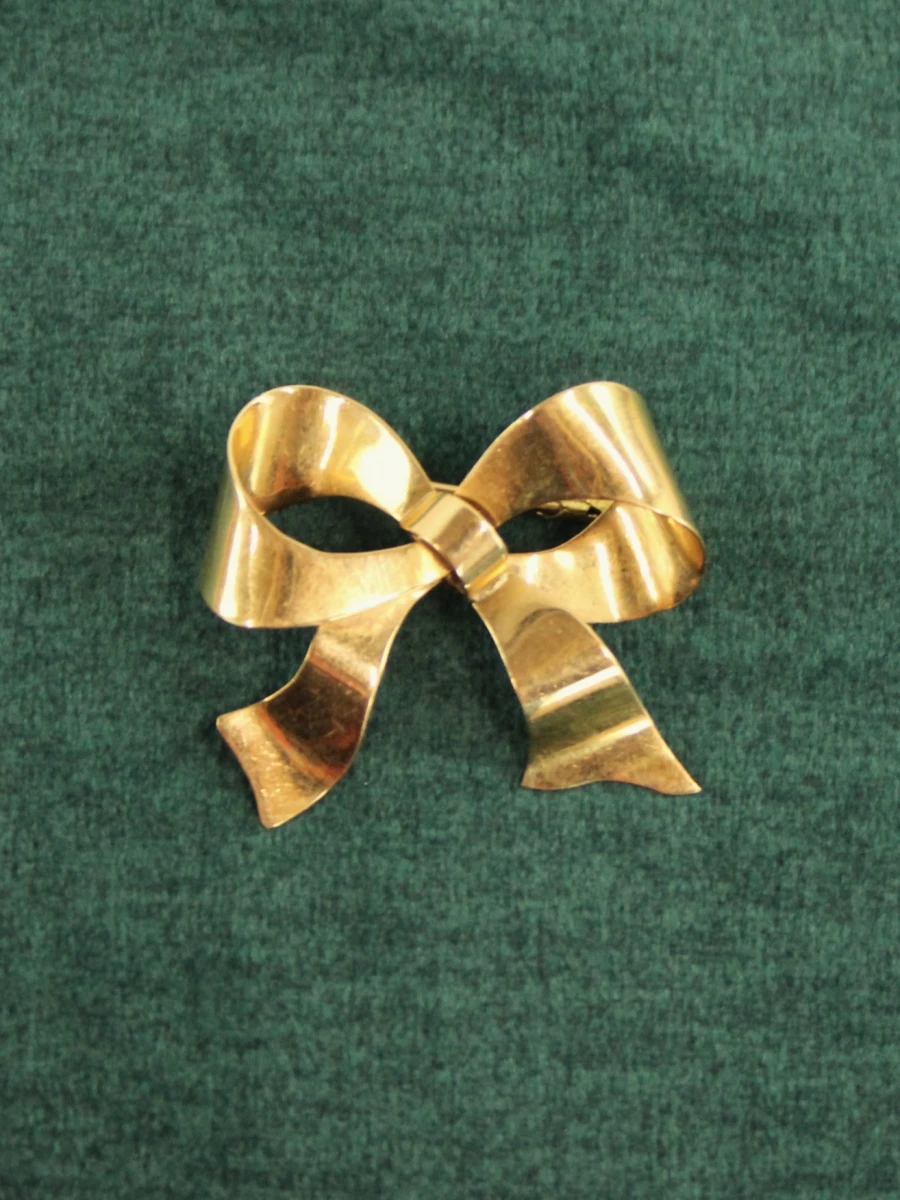 Vintage 18k gouden strikbroche - foto 3