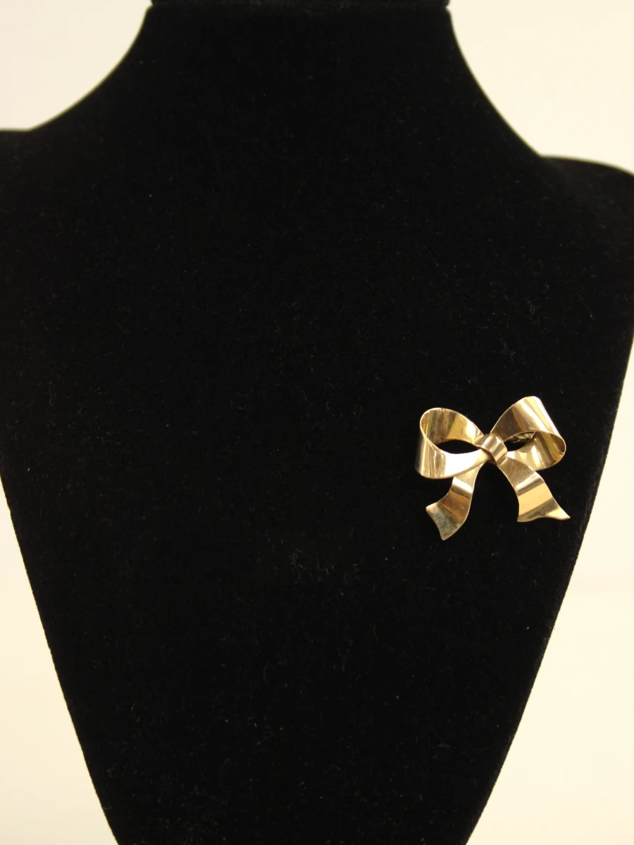 Vintage 18k gouden strikbroche - foto 8