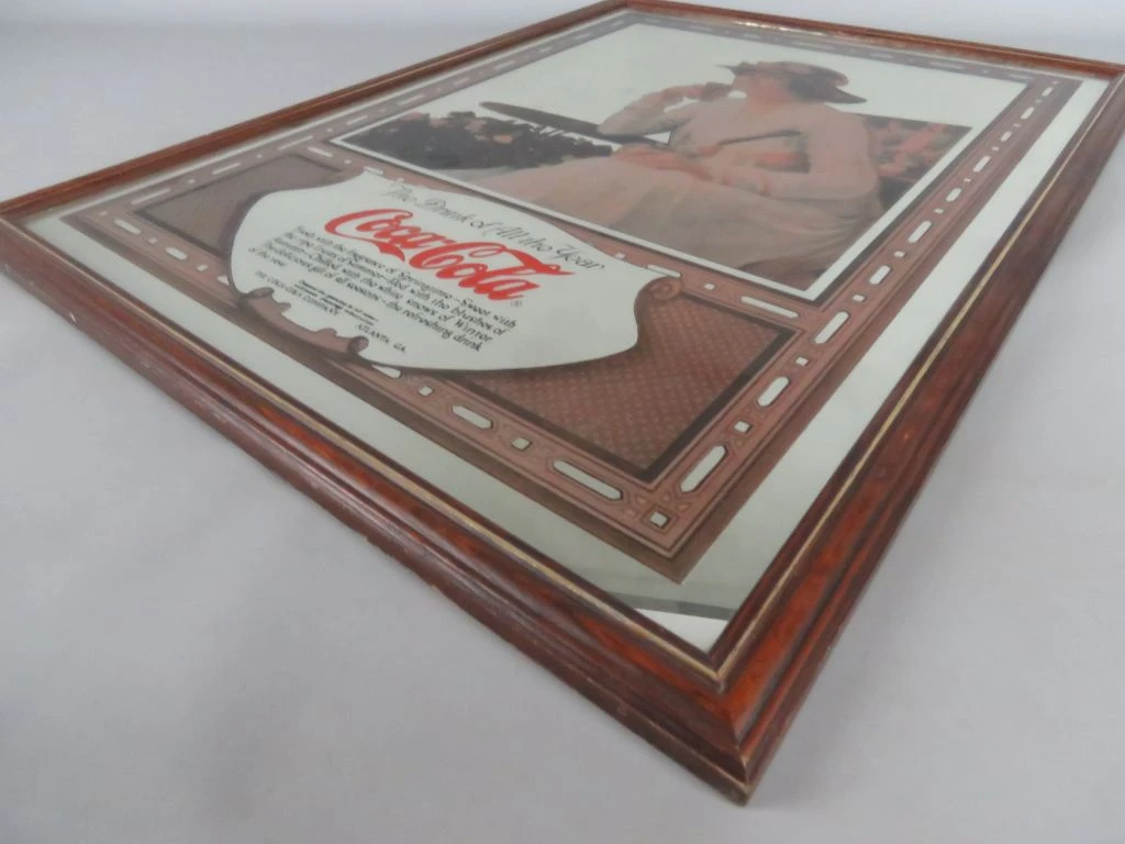 Vintage Coca-Cola reclamebord in houten lijst - foto 6