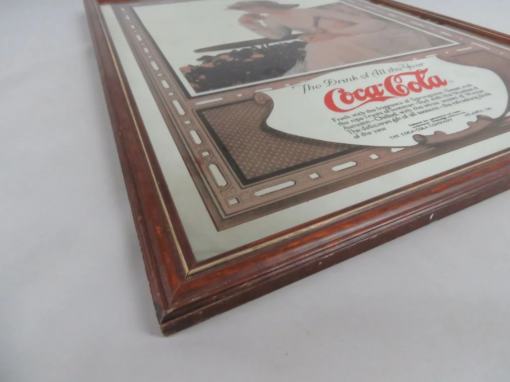 Vintage Coca-Cola reclamebord in houten lijst - foto 5
