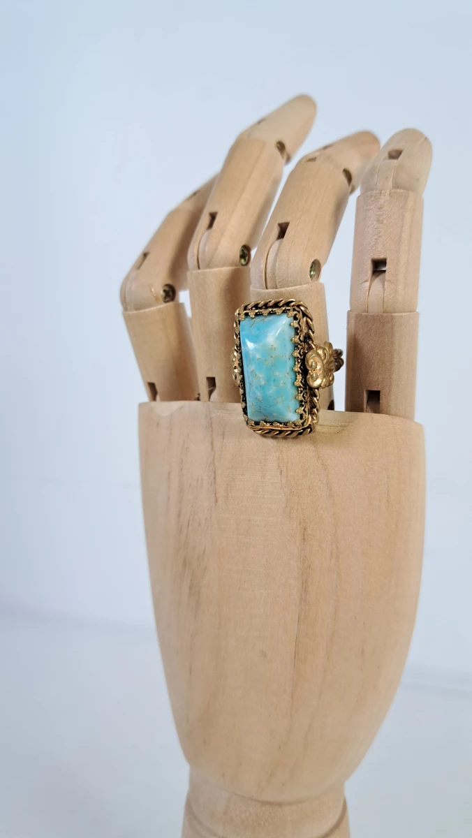Set van 2 vintage ringen met munt- en turkooisdetail - foto 5