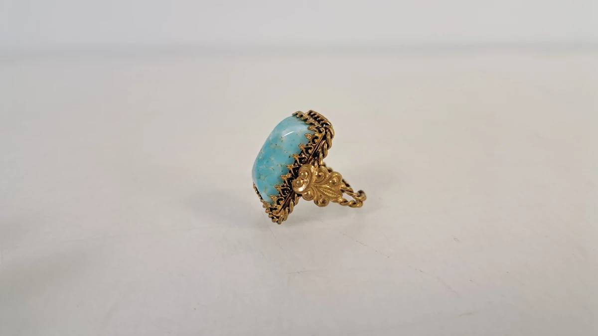 Set van 2 vintage ringen met munt- en turkooisdetail - foto 6
