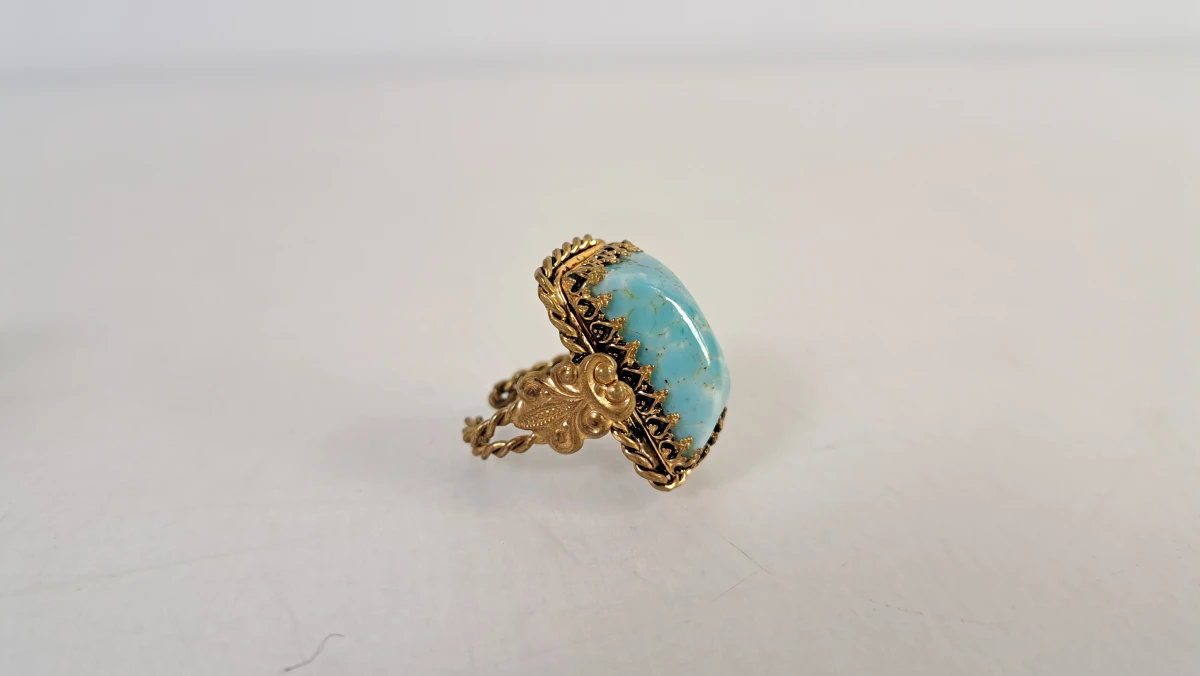 Set van 2 vintage ringen met munt- en turkooisdetail - foto 9