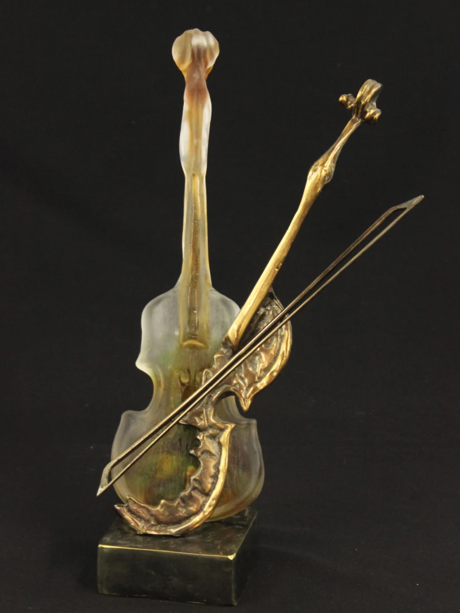 Yves Lohé (°1947)– vioolsculptuur in glas en brons - foto 2