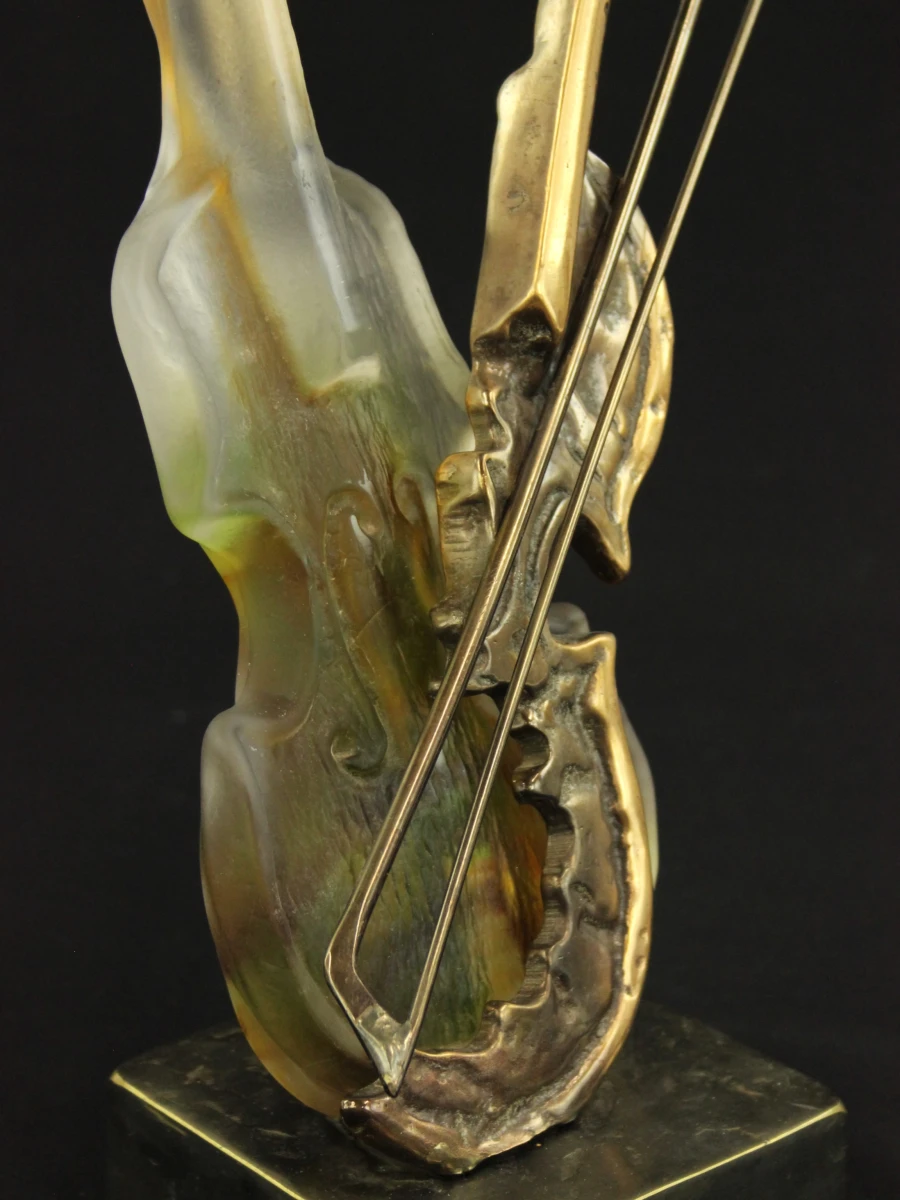 Yves Lohé (°1947)– vioolsculptuur in glas en brons - foto 4