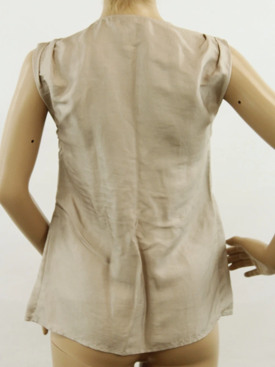See by Chloë taupekleurige elegante damestop met strikdetail in viscose polyamide zijdemix - foto 4