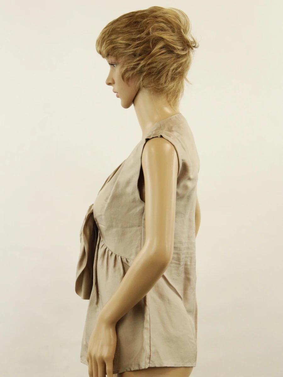 See by Chloë taupekleurige elegante damestop met strikdetail in viscose polyamide zijdemix - foto 5