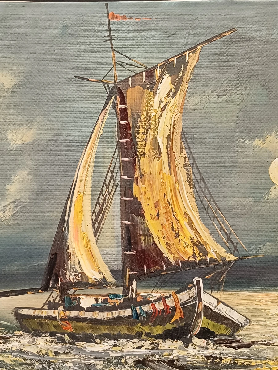 Schilderij van vissersboten op zee - foto 3