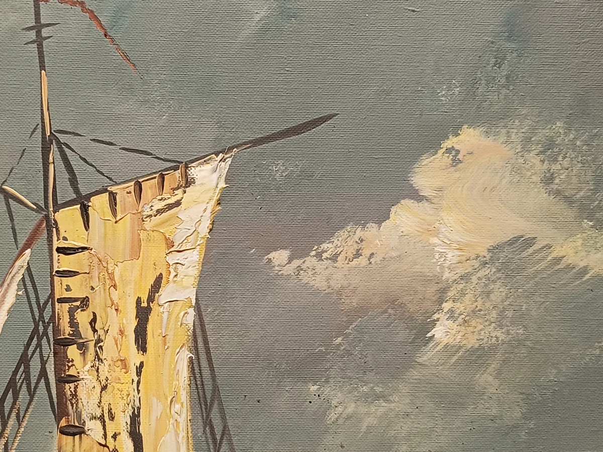 Schilderij van vissersboten op zee - foto 6