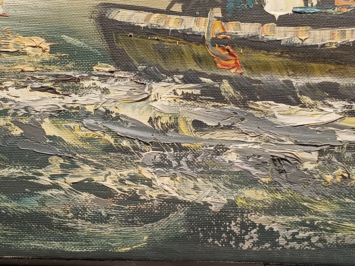 Schilderij van vissersboten op zee - foto 7