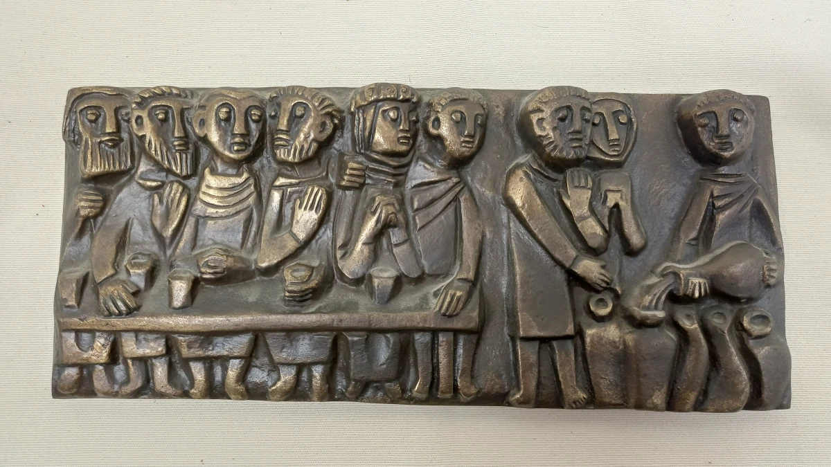 Bronzen reliëf Bruiloft te Kana, mogelijk Egino G. Weinert - foto 3