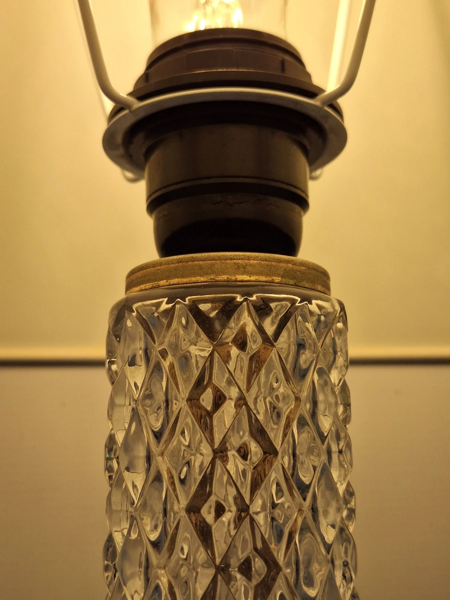 Elegante vintage Massive tafellamp - geslepen glas & sierlijk messing - foto 6