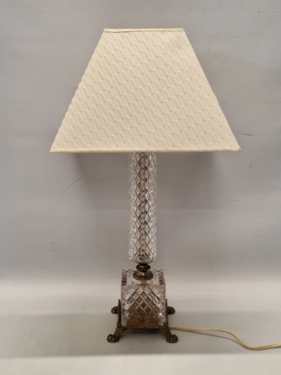 Elegante vintage Massive tafellamp - geslepen glas & sierlijk messing - foto 8