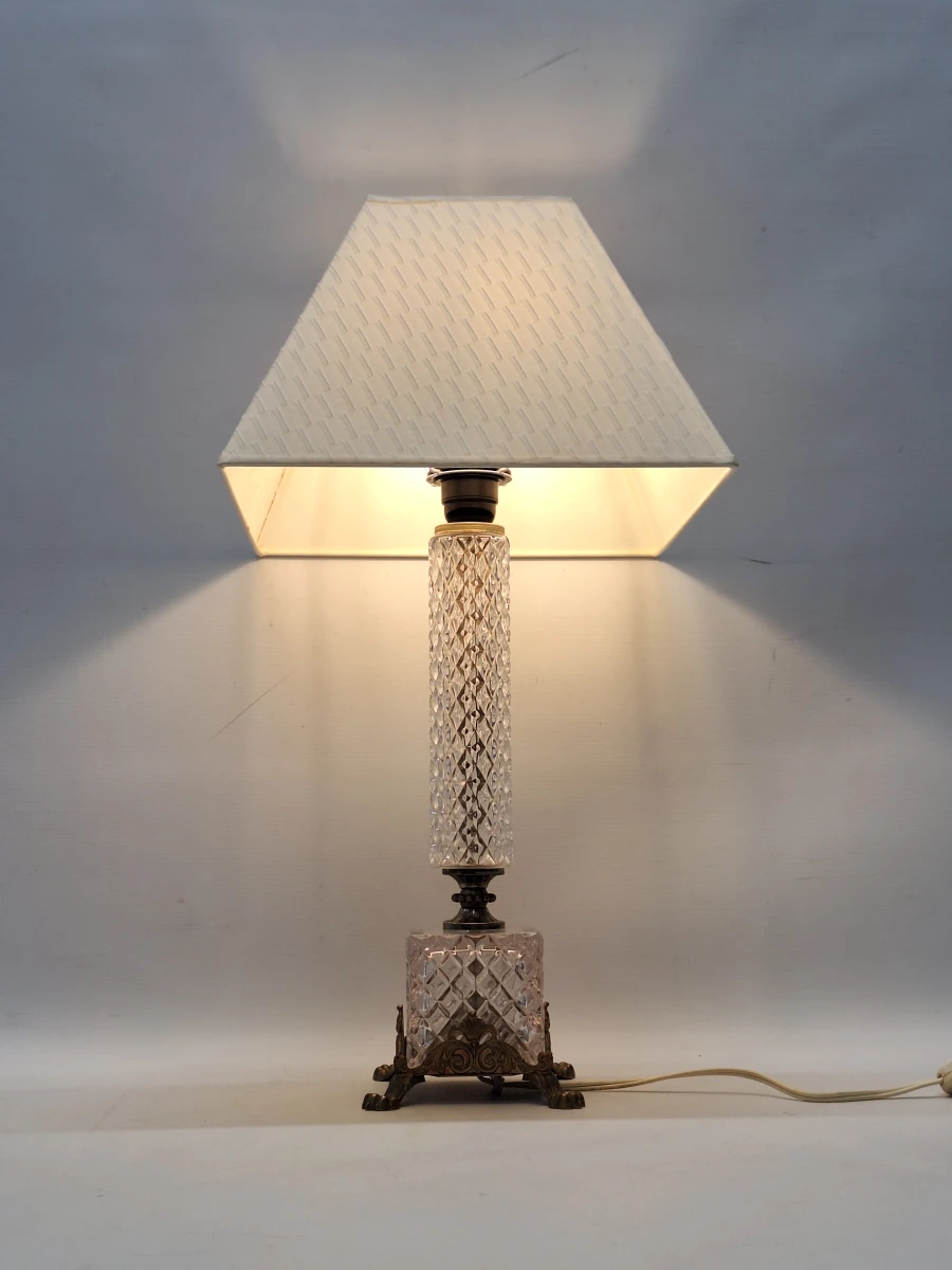 Elegante vintage Massive tafellamp - geslepen glas & sierlijk messing - foto 2