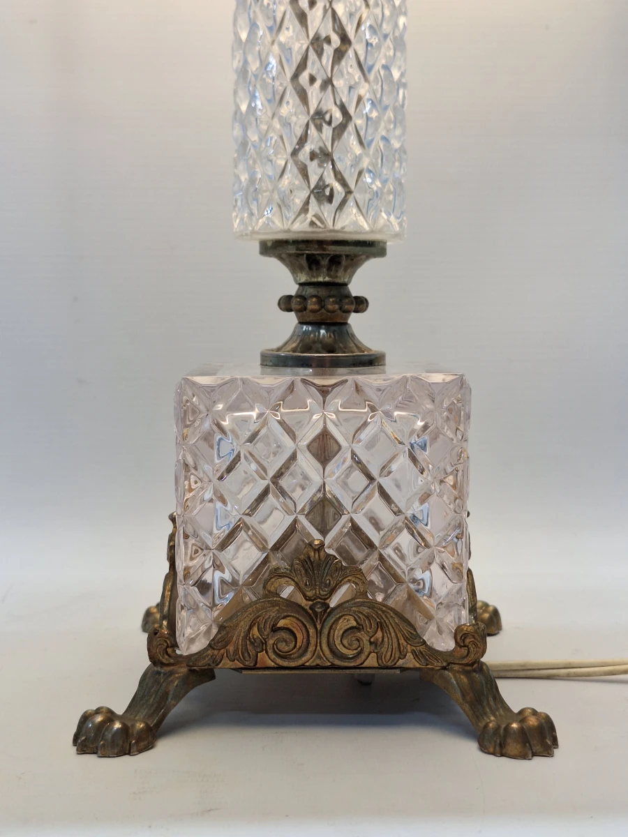 Elegante vintage Massive tafellamp - geslepen glas & sierlijk messing - foto 3
