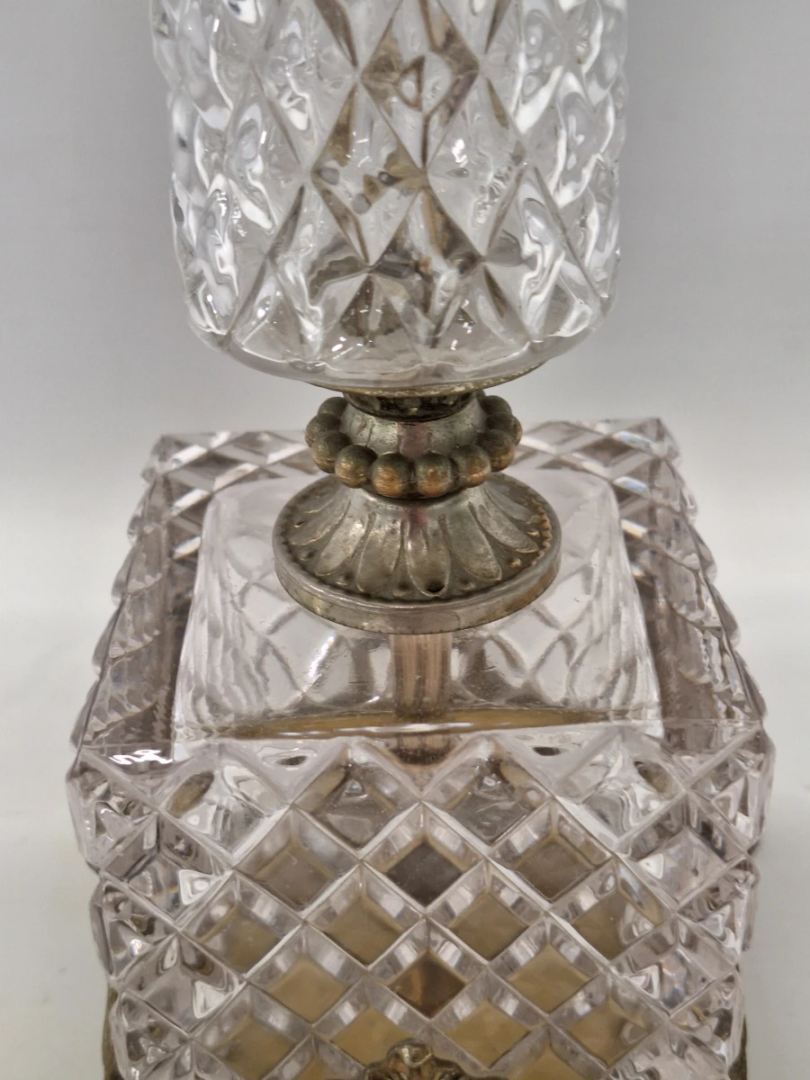 Elegante vintage Massive tafellamp - geslepen glas & sierlijk messing - foto 10