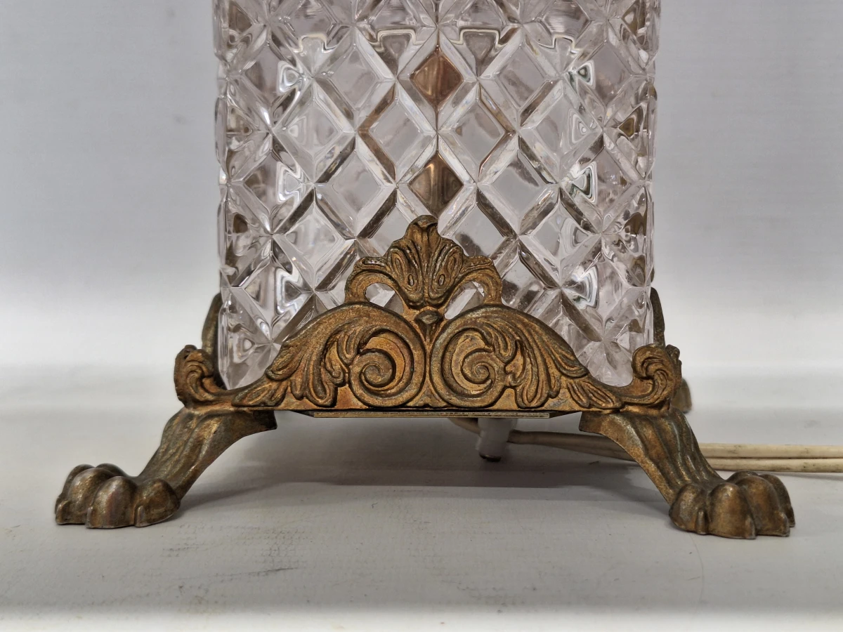 Elegante vintage Massive tafellamp - geslepen glas & sierlijk messing - foto 9