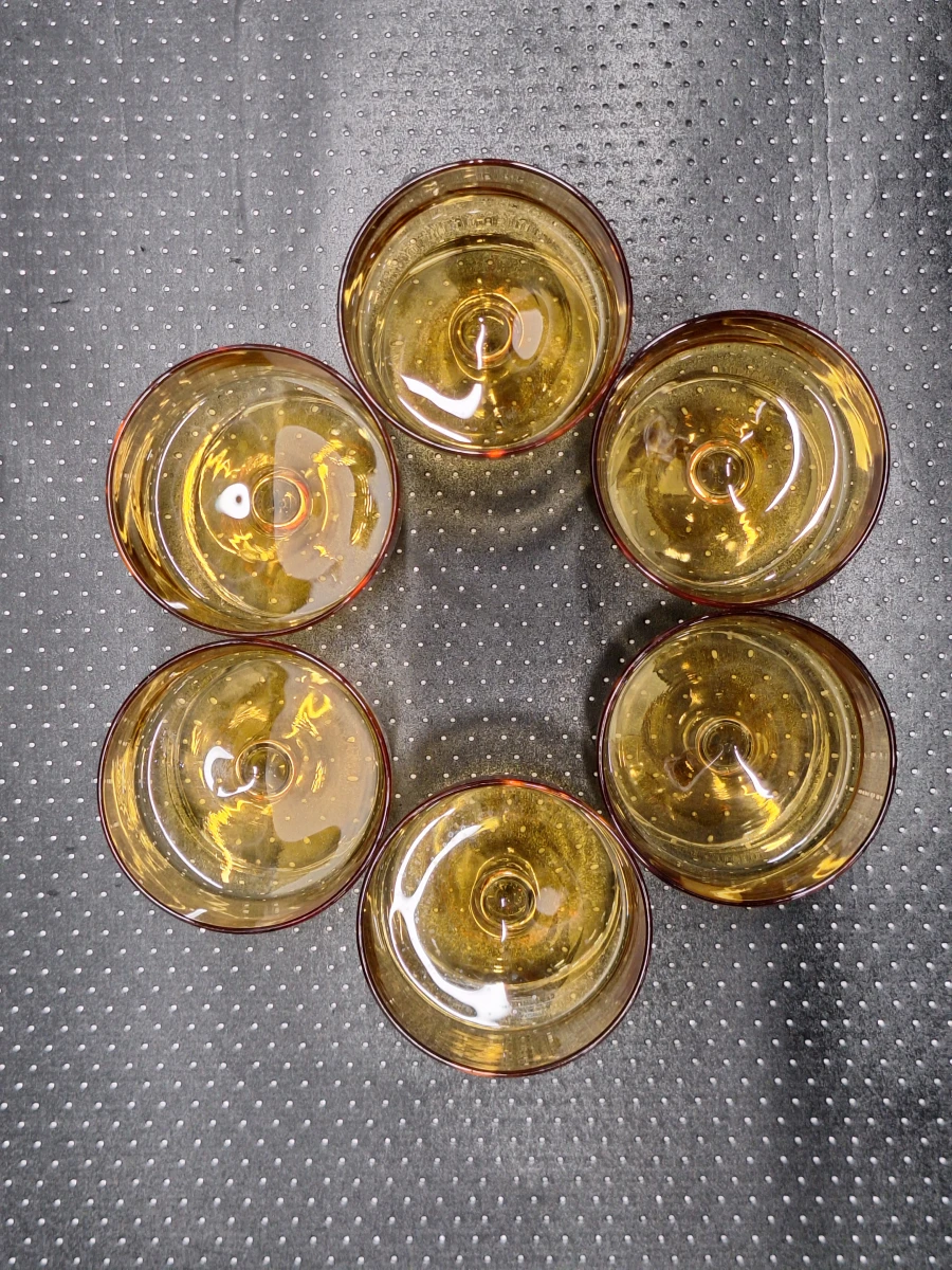 Set van 6 Vintage Luminarc Amber Glazen Coupes / Dessertglazen - foto 6