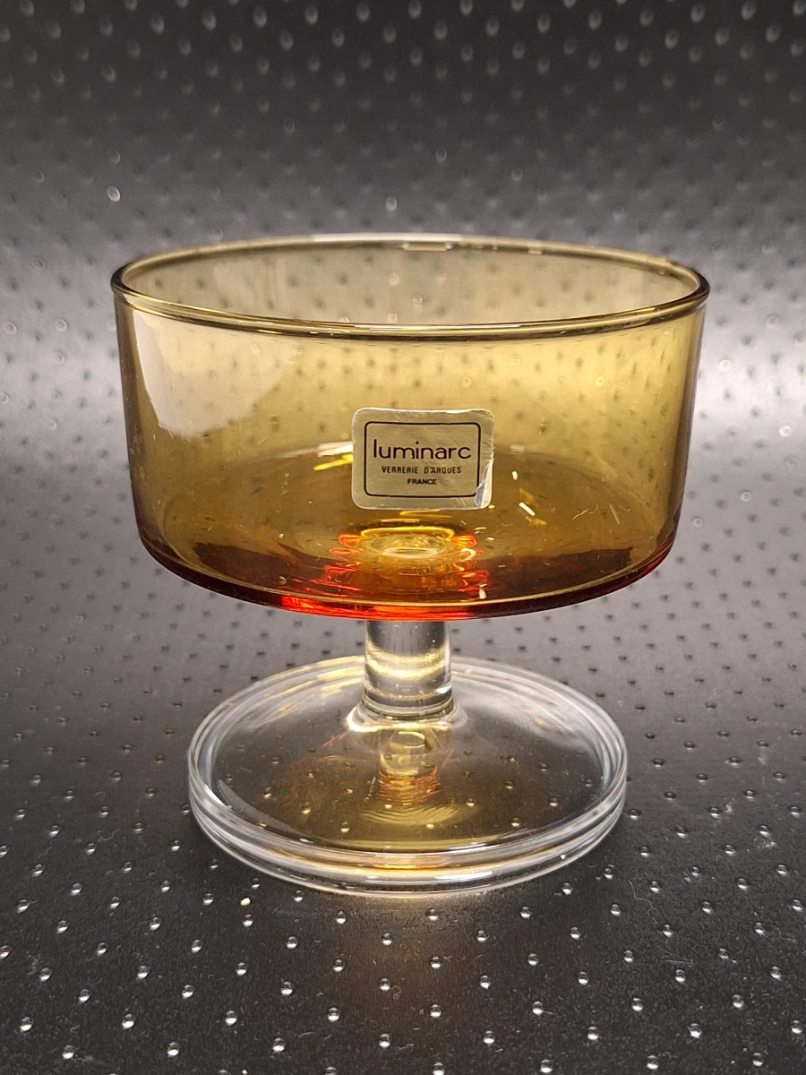 Set van 6 Vintage Luminarc Amber Glazen Coupes / Dessertglazen - foto 2