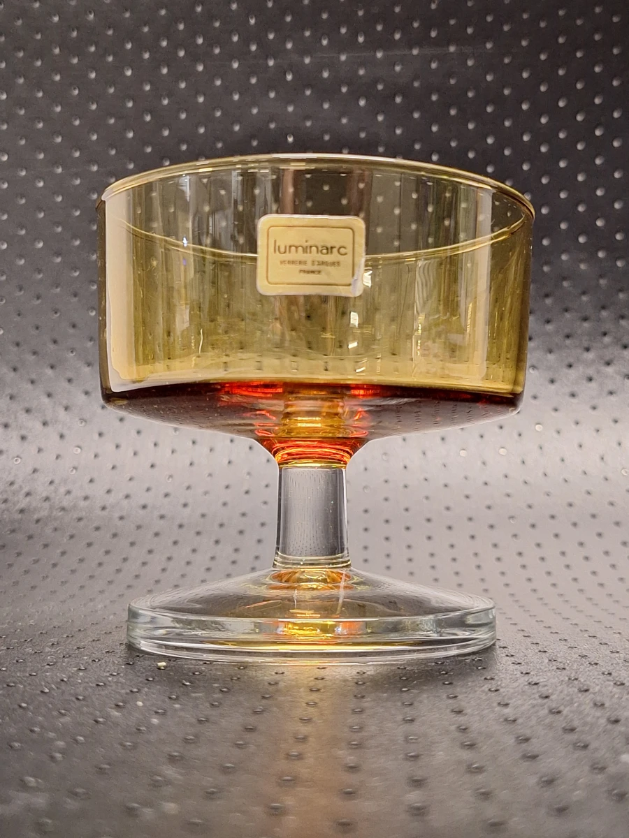 Set van 6 Vintage Luminarc Amber Glazen Coupes / Dessertglazen - foto 3