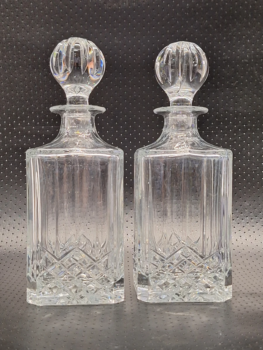 Set Vintage Kristallen Whisky karaffen met Bolsluiting - foto 10