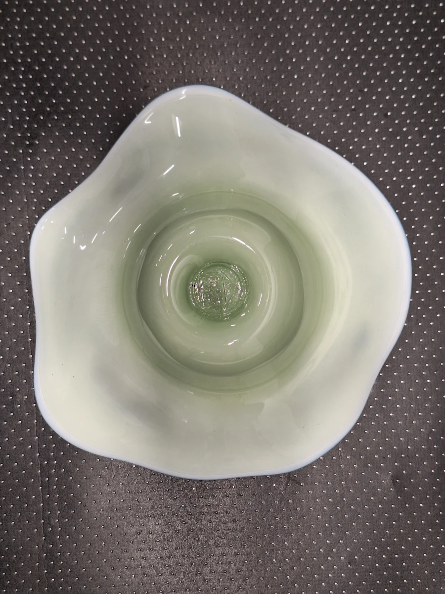 Vintage Glazen Schaal met Amber-wit Vlekkenpatroon - Roman Glassworks Linz - foto 8