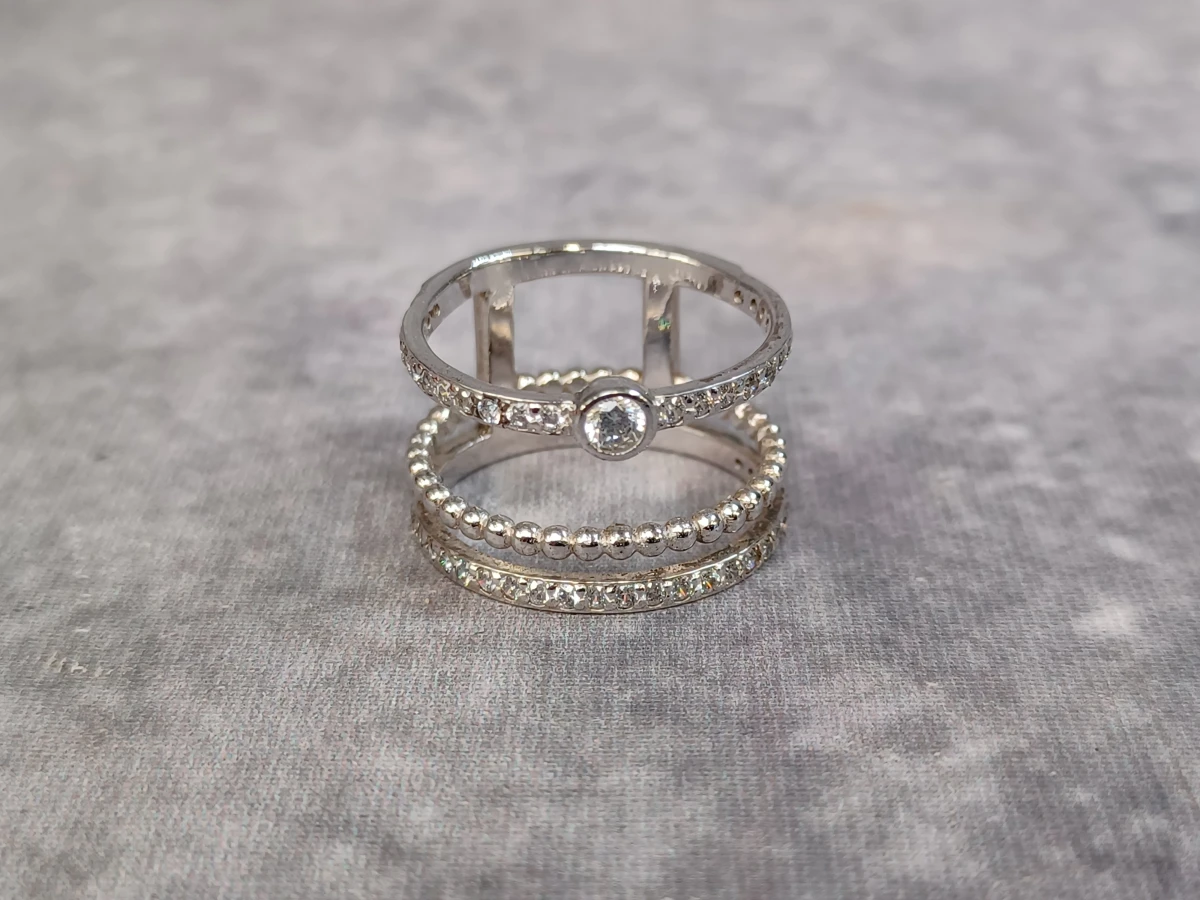 Stijlvolle Esprit meervoudige zilveren Damesring met zirconia - 925 - foto 2