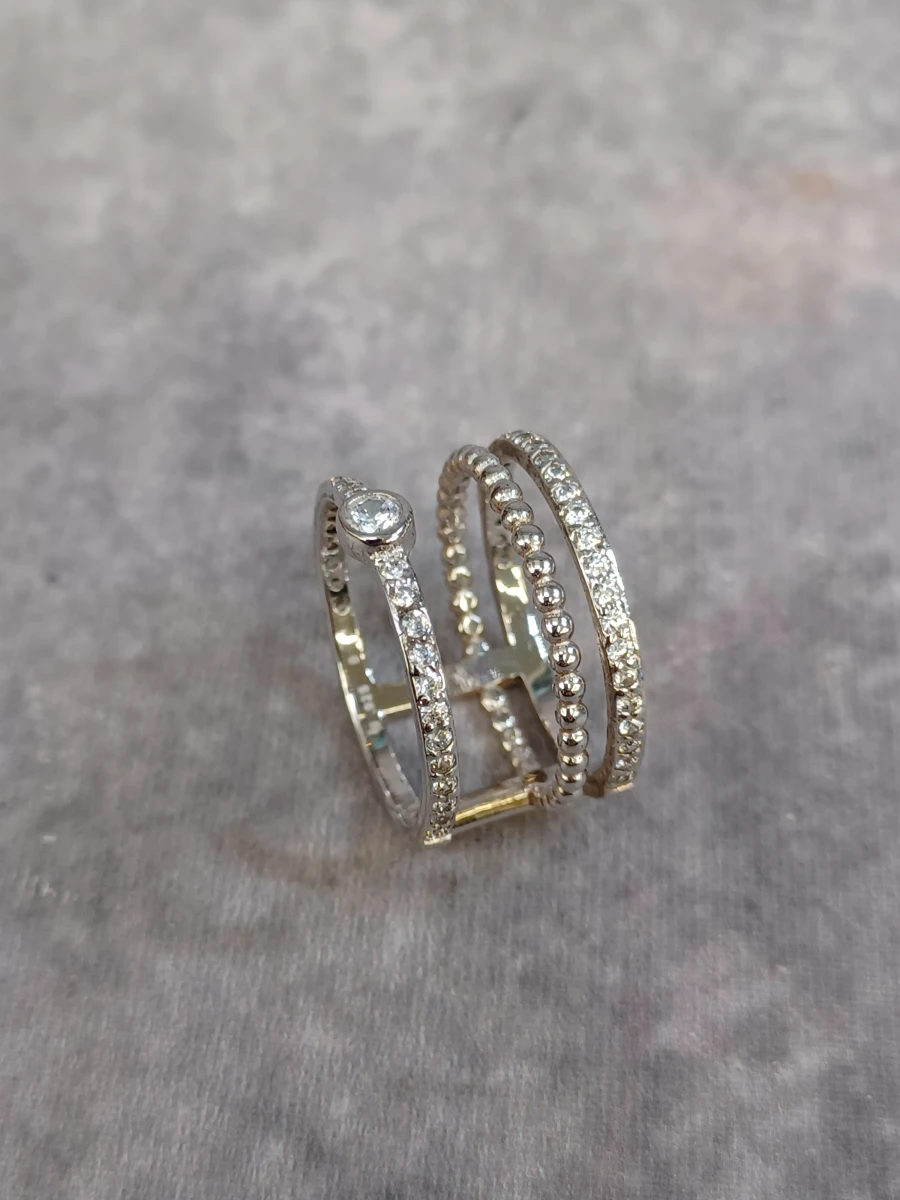Stijlvolle Esprit meervoudige zilveren Damesring met zirconia - 925 - foto 3