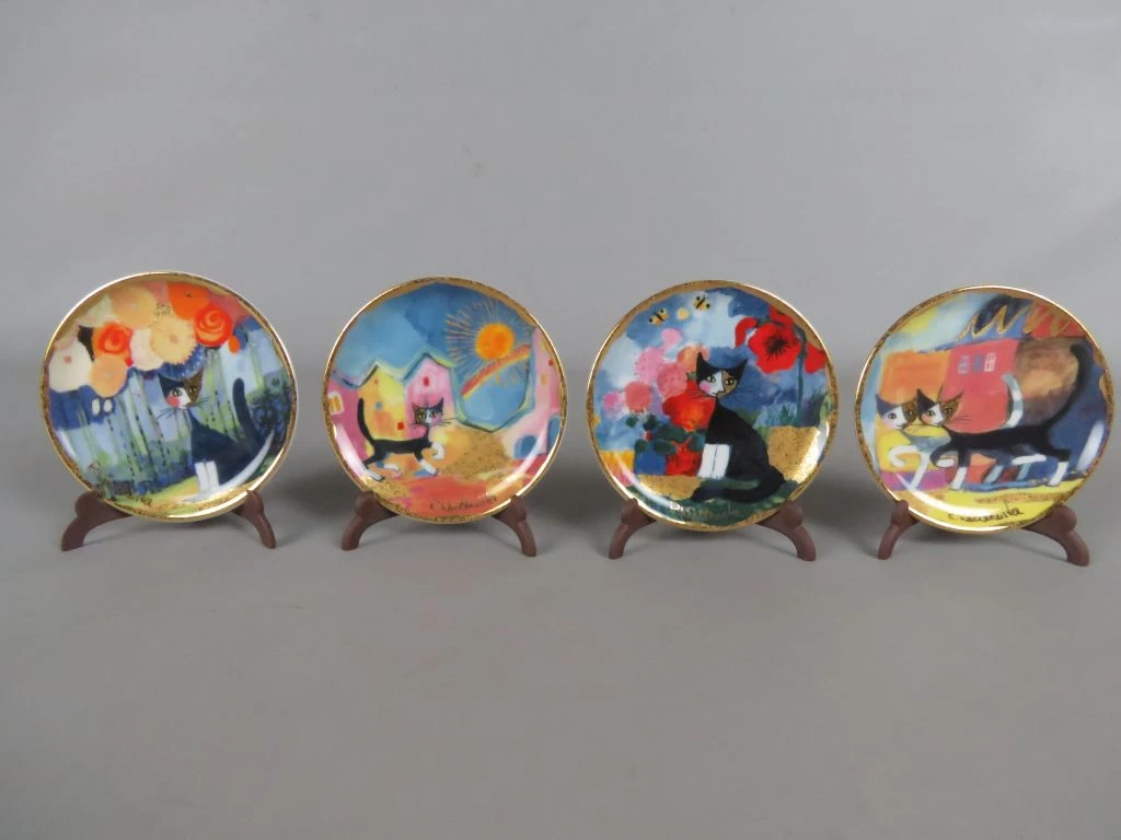 Set van 4 decoratieve bordjes met kattenmotief van Rozina Wachtmeister - foto 2