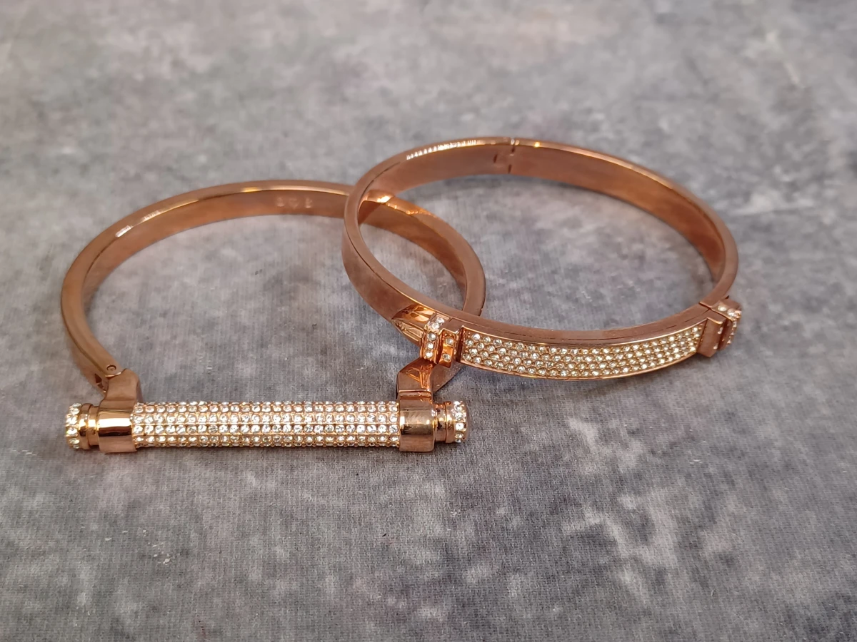 Exclusieve Swarovski rosegouden armbandenset - foto 2