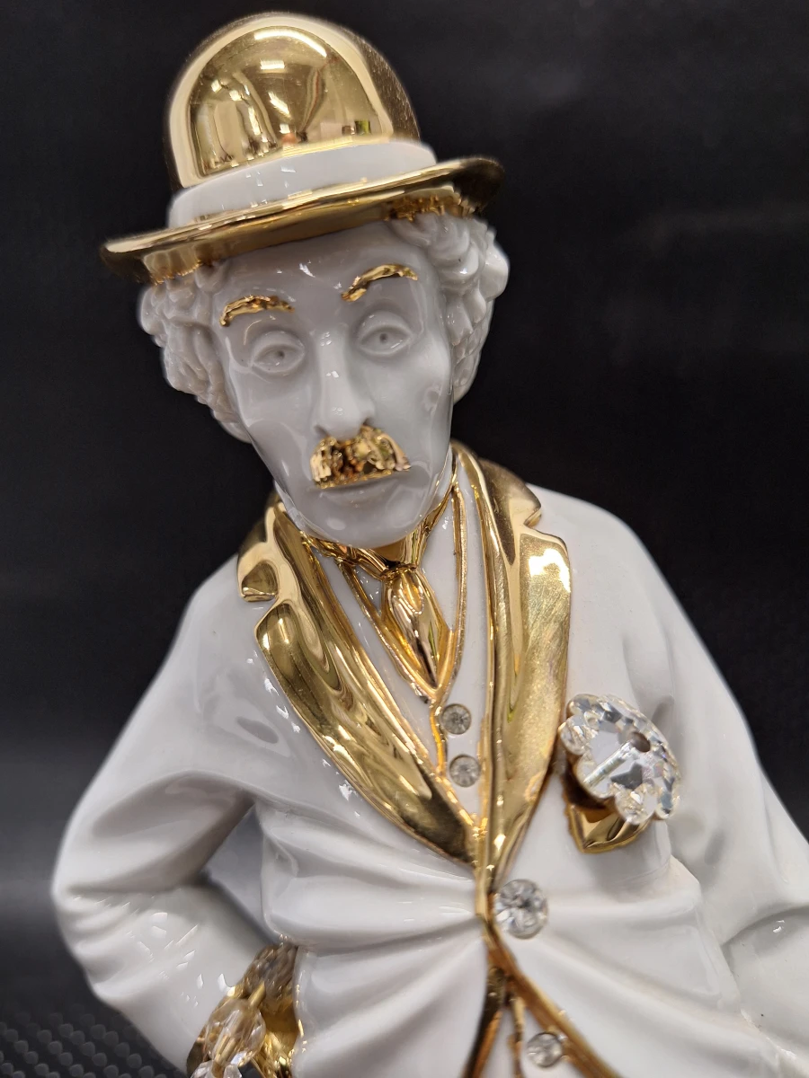 Porseleinen beeldje van Charlie Chaplin door Collezione R.G. - Limoges en Swarovski - foto 8