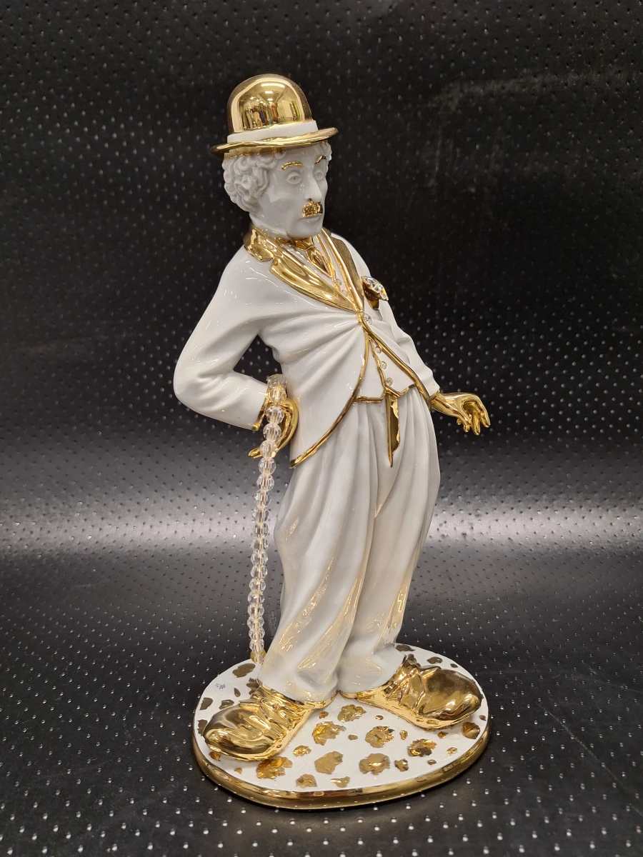 Porseleinen beeldje van Charlie Chaplin door Collezione R.G. - Limoges en Swarovski - foto 5