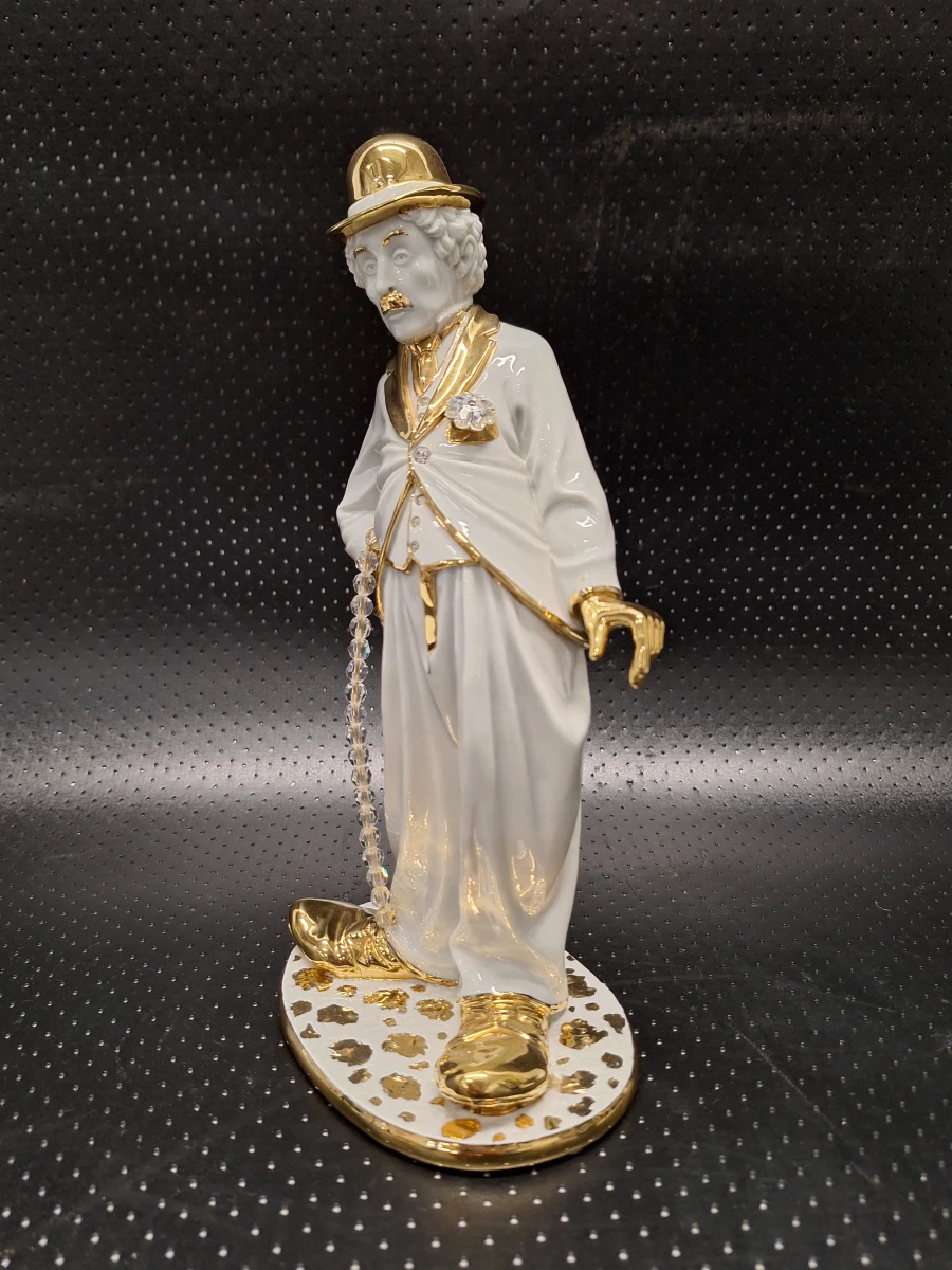 Porseleinen beeldje van Charlie Chaplin door Collezione R.G. - Limoges en Swarovski - foto 2