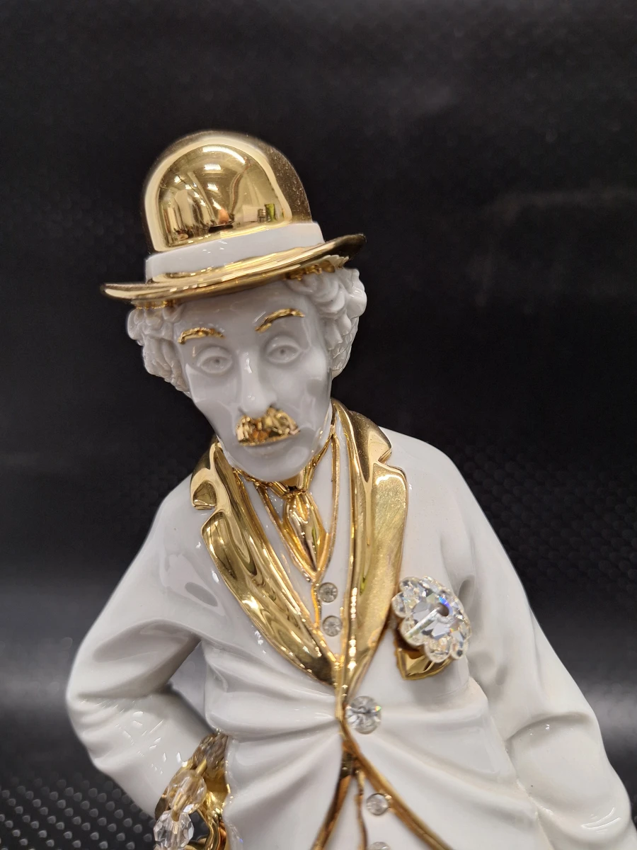 Porseleinen beeldje van Charlie Chaplin door Collezione R.G. - Limoges en Swarovski - foto 6