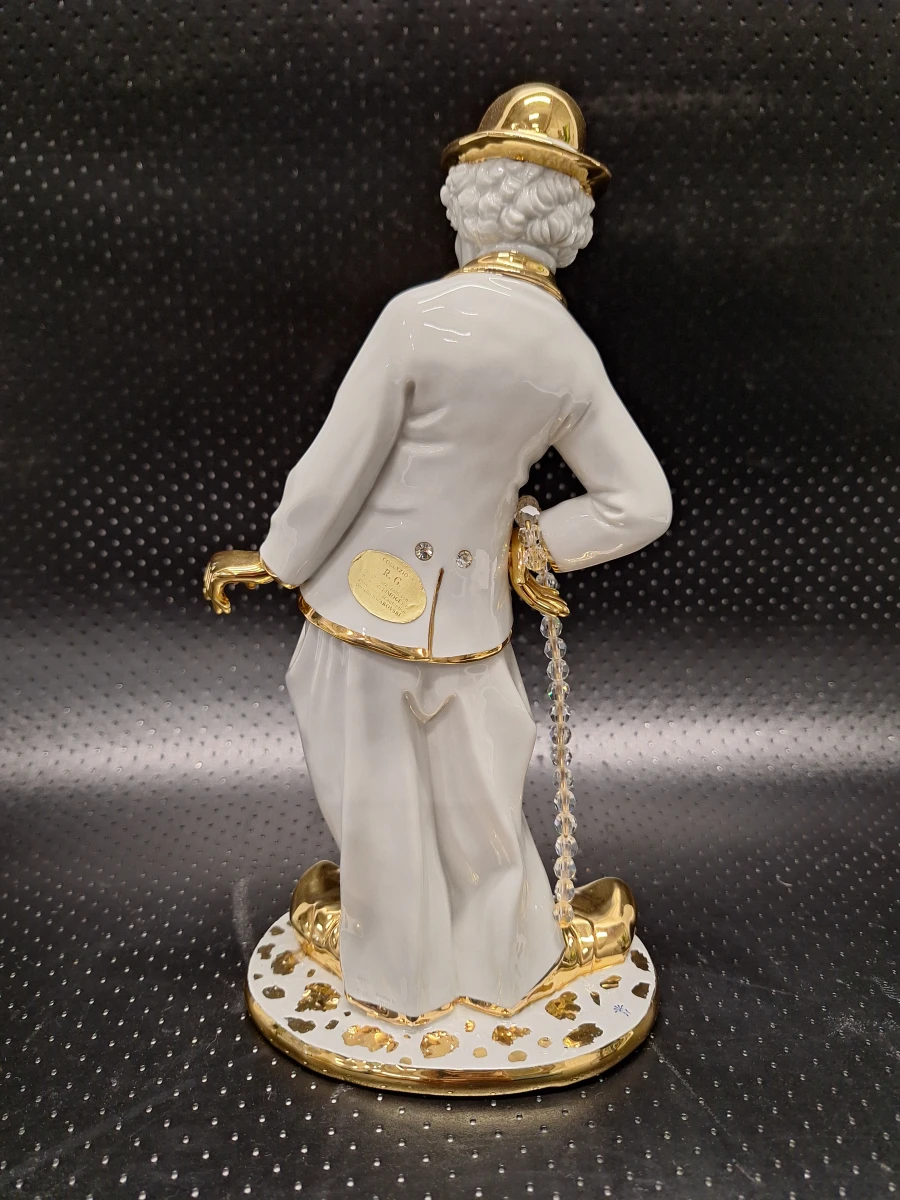Porseleinen beeldje van Charlie Chaplin door Collezione R.G. - Limoges en Swarovski - foto 4